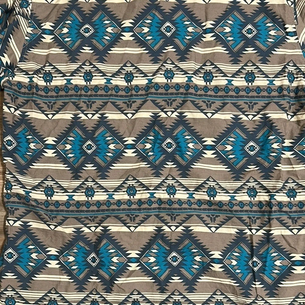 Roper Pearl Snap Short Sleeve Western Shirt Mens XL Blue Brown Aztec Print